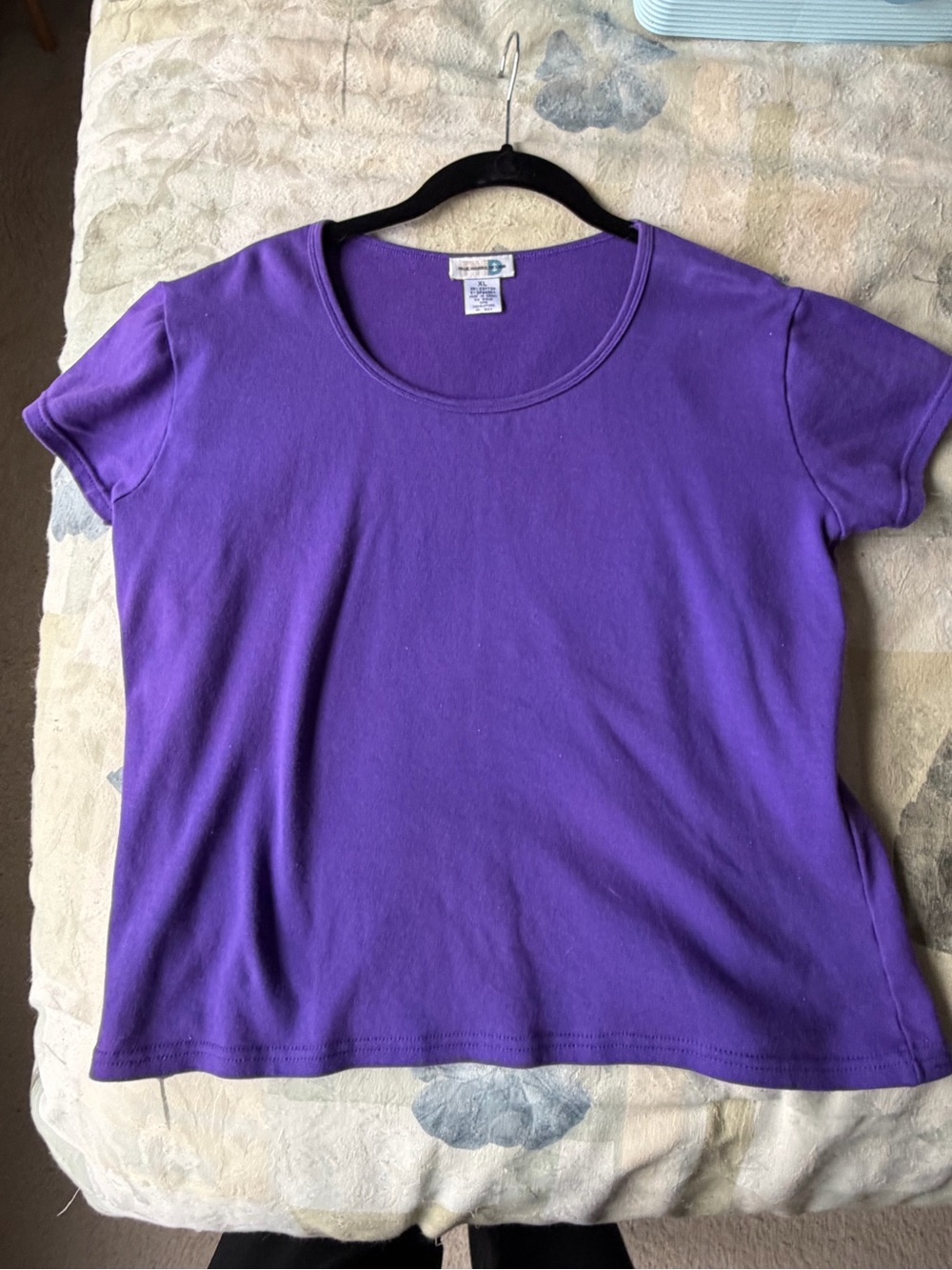 Paul Harris Design Women’s Purple Knit Solid Scoop Neck Short Sleeve T-Shirt XL
